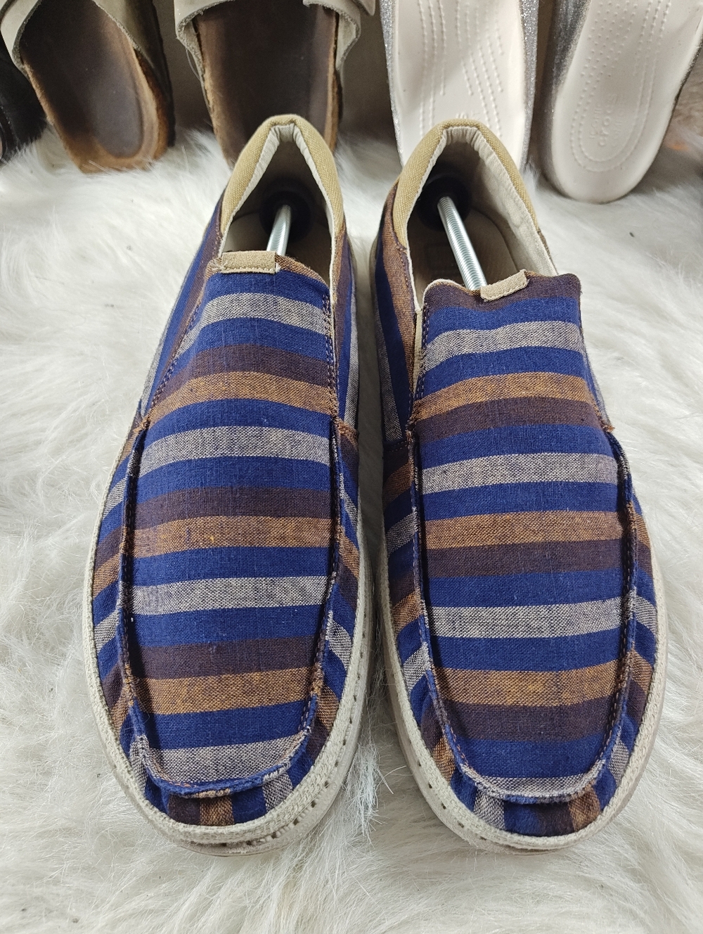 Hey Dude Thad Stripes Blue Slip-On Comfort Shoes Men’s Sz 15 Lightweight Casual
